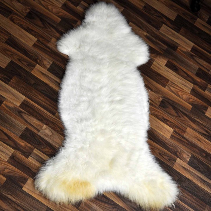 XXL ÖKO Schaffell Lammfell weiß braun 125x70 Hundebett Tierbett #7906