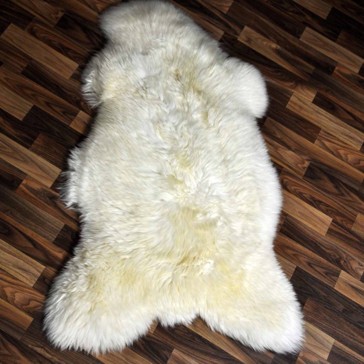 XXL ÖKO echtes Schaffell Lammfell weiß braun 120x75 Geschenk #7924
