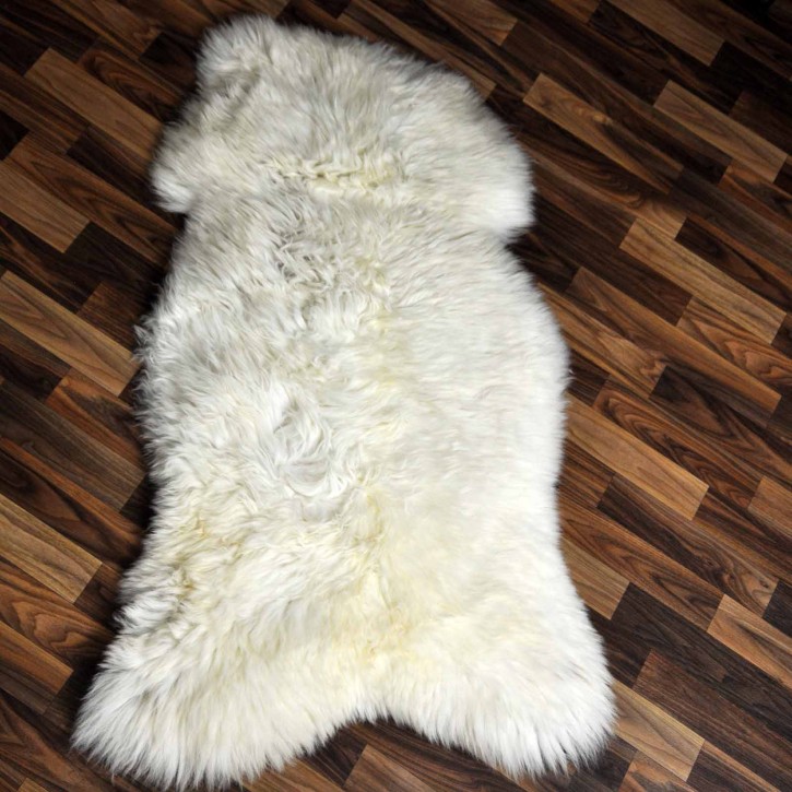 XXL ÖKO echtes Schaffell Lammfell weiß braun 120x70 Geschenk #7927
