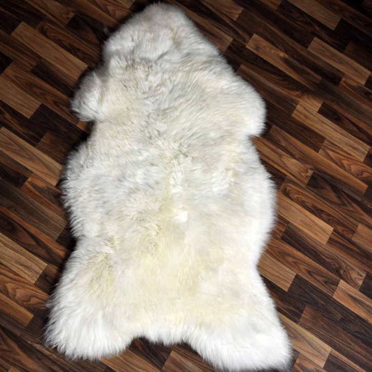 XXL ÖKO echtes Schaffell Lammfell weiß braun 120x75 Geschenk #7930