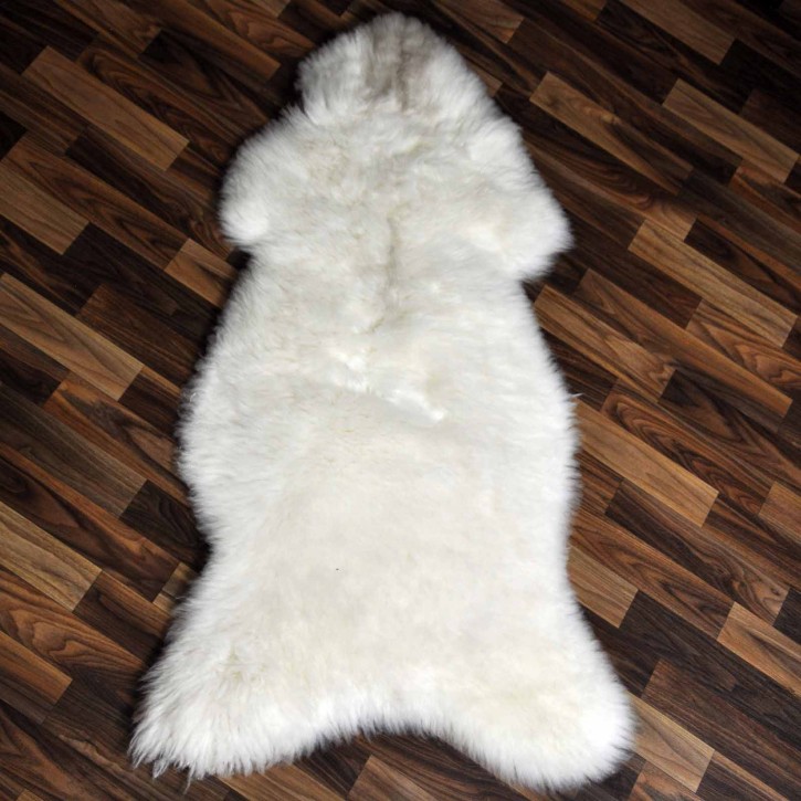XXL ÖKO Schaffell Lammfell weiß braun 120x65 Hundebett Tierbett #7931
