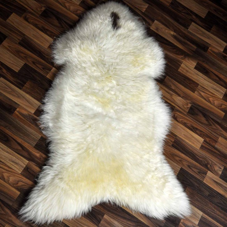 XXL ÖKO Schaffell Lammfell weiß braun 125x75 Hundebett Tierbett #7933