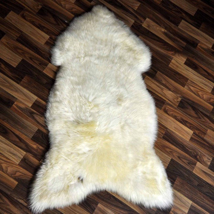 XL ÖKO echtes Schaffell Lammfell weiß braun 115x70 Geschenk #7941