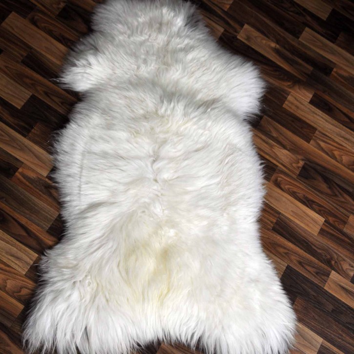 XXL ÖKO echtes Schaffell Lammfell weiß braun 120x80 Geschenk #7959