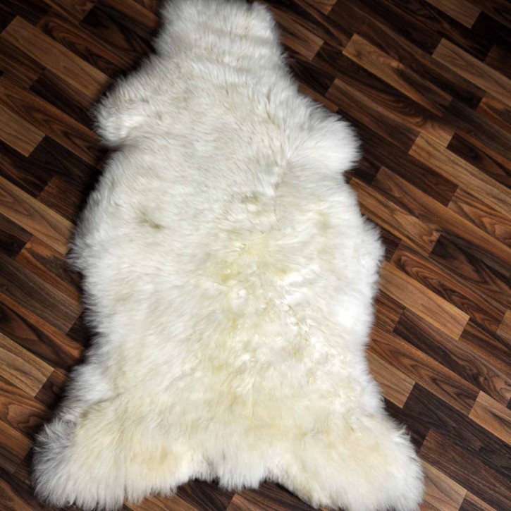 XXL ÖKO echtes Schaffell Lammfell weiß braun 120x80 Geschenk #7961