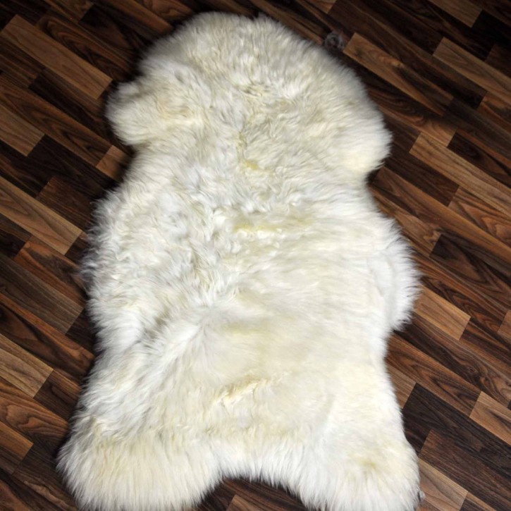 XXL ÖKO echtes Schaffell Lammfell weiß braun 115x75 Geschenk #7963