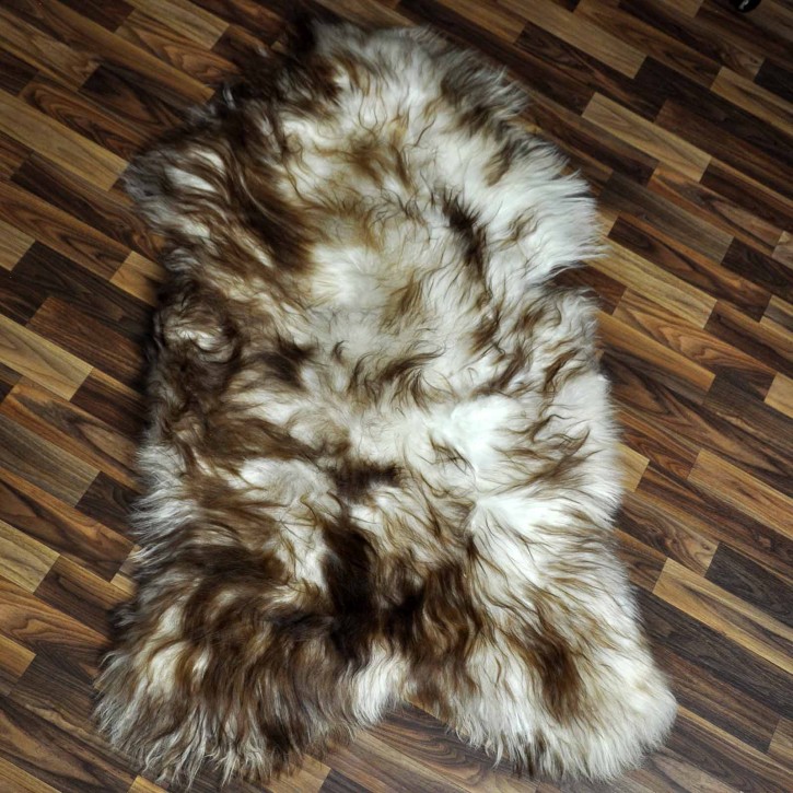 XXXL ÖKO Island Schaffell weiß braun geflammt 130x80 Krampus #8021