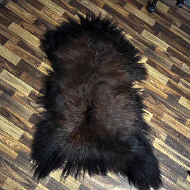 XXL ÖKO Island Schaffell schwarz braun geflammt 120x80 Feuer Kamin #8057