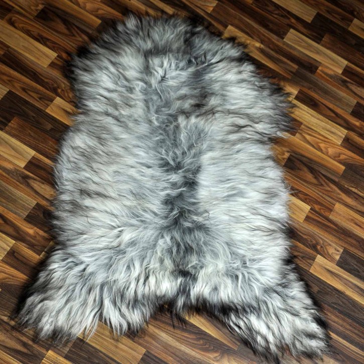 XXL ÖKO Island Schaffell grau schwarzbraun 120x80 Unikat #8060