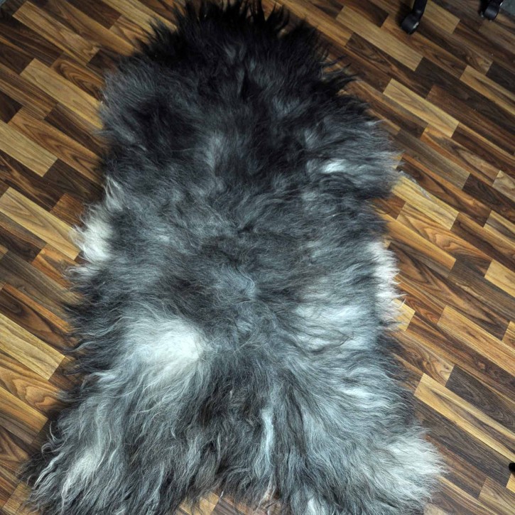XXXL ÖKO Island Schaffell grau schwarzbraun 145x90 riesig #8072