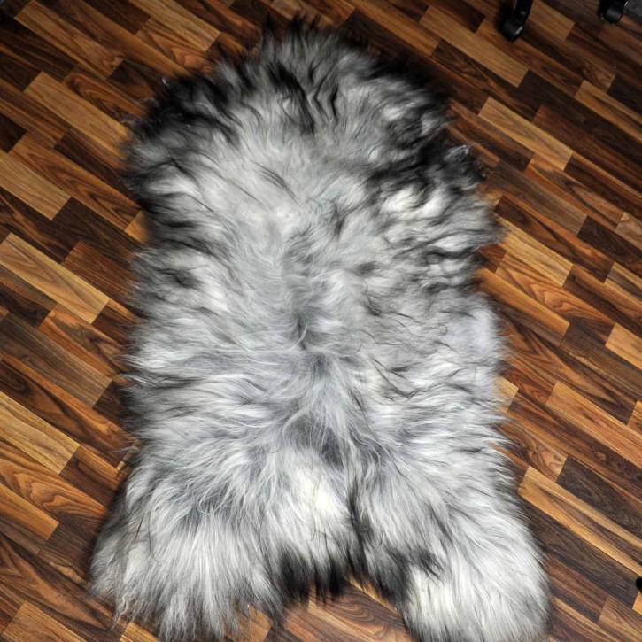 XXXL ÖKO Island Schaffell grau schwarzbraun 135x85 riesig #8088