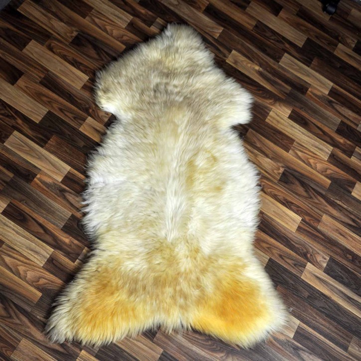 XXL ÖKO Schaffell Lammfell beige braun 125x80 Hundebett #8094