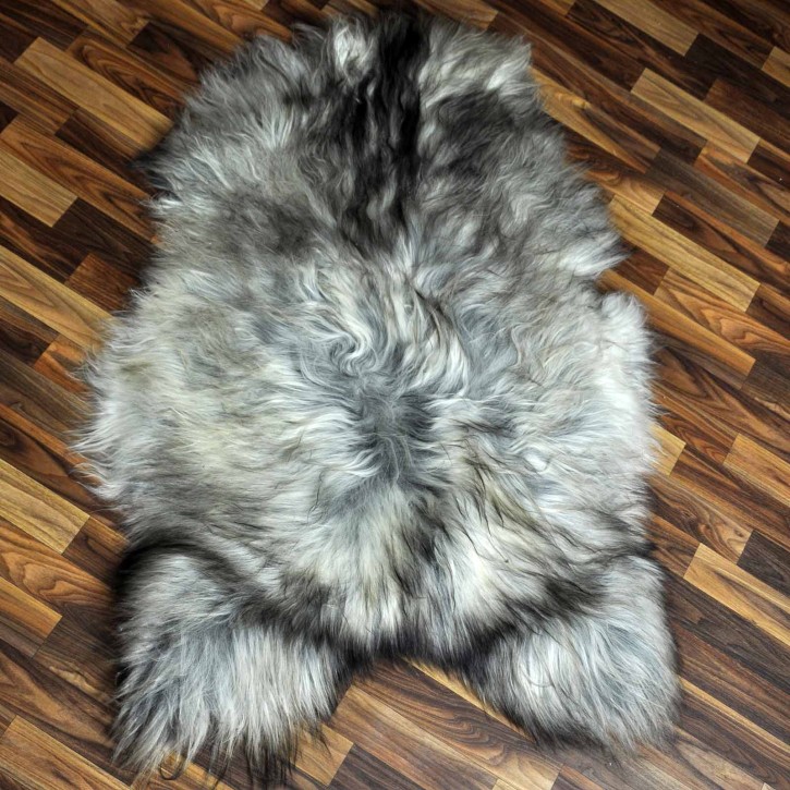 XXXL ÖKO Island Schaffell grau schwarzbraun 125x80 Lammfell #8214