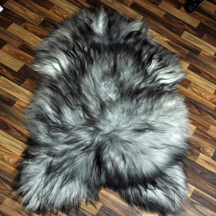 XXXL ÖKO Island Schaffell grau schwarzbraun 130x85 Lammfell #8222
