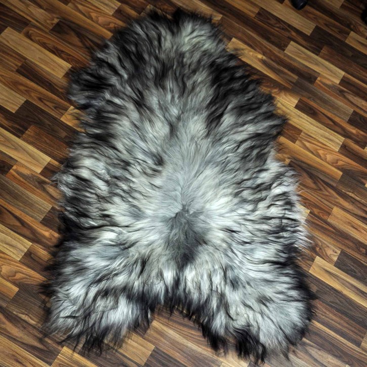 XXL ÖKO Island Schaffell grau schwarzbraun 125x80 Lammfell #8224