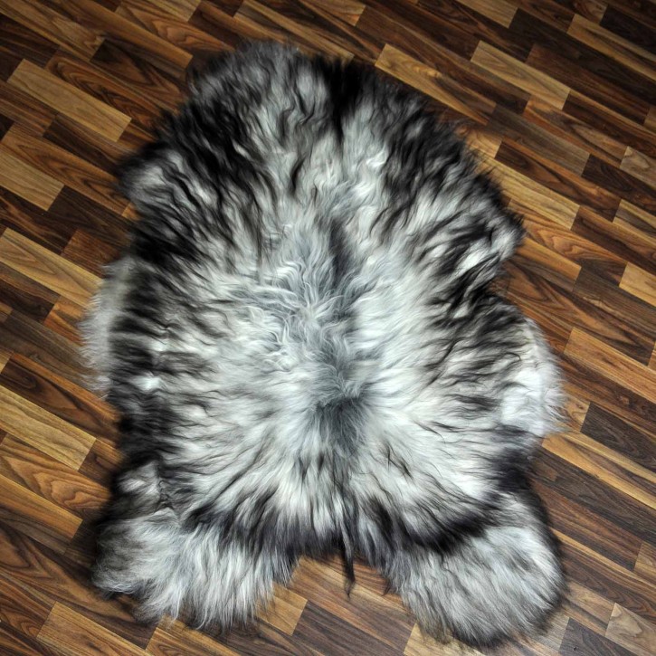 XXL ÖKO Island Schaffell grau schwarzbraun 120x85 Lammfell #8237