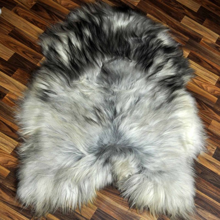 XXL ÖKO Island Schaffell grau schwarzbraun 120x85 Lammfell #8238
