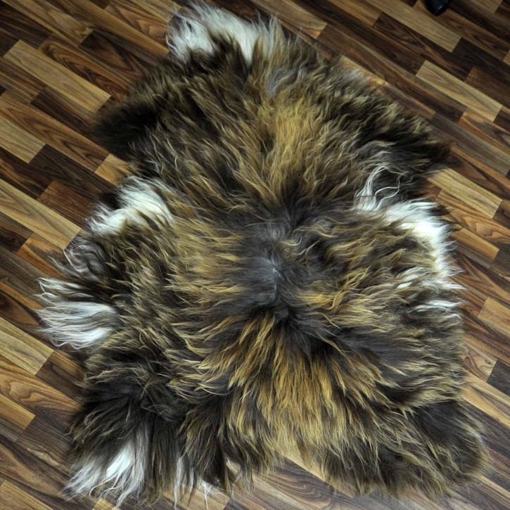 XXL ÖKO Island Schaffell Lammfell rost braun weiß 125x80 #8246