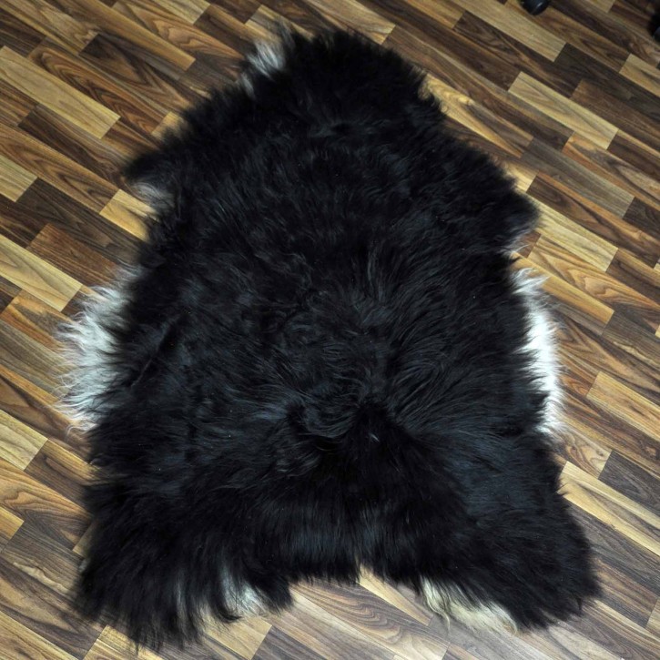 XL ÖKO Island Schaffell schwarzbraun weiß 125x80 Unikat Krampus #8252