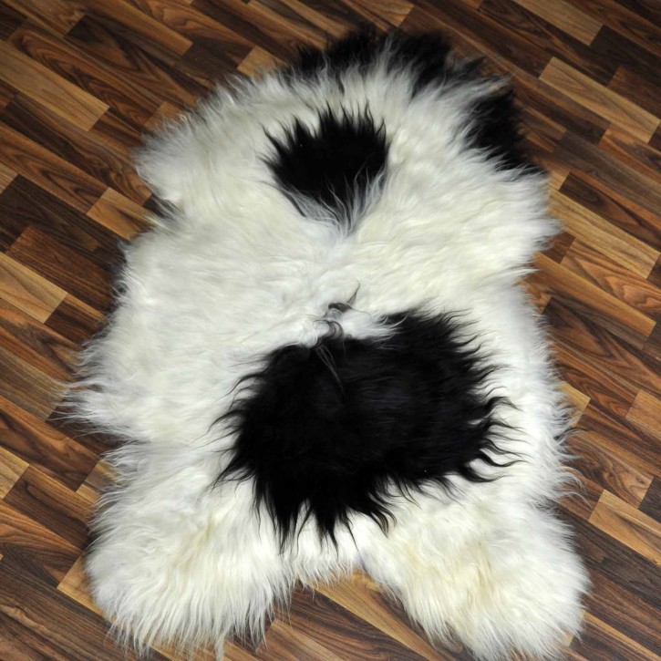 XL ÖKO Island Schaffell beige schwarzbraun 115x75 Krampus #8260