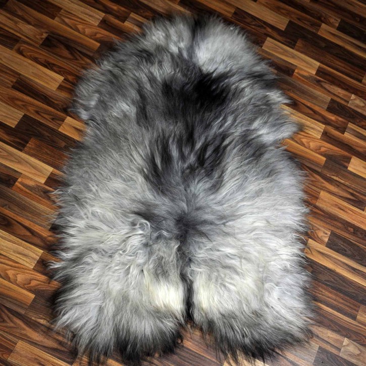 XXXL ÖKO Island Schaffell grau schwarzbraun 130x80 Lammfell #8336