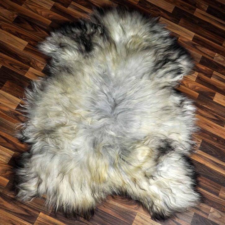 XXXL ÖKO Island Schaffell grau schwarzbraun 130x80 Lammfell #8337