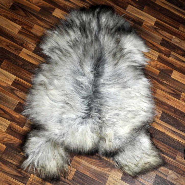 XXL ÖKO Island Schaffell grau schwarzbraun 125x80 Lammfell #8338