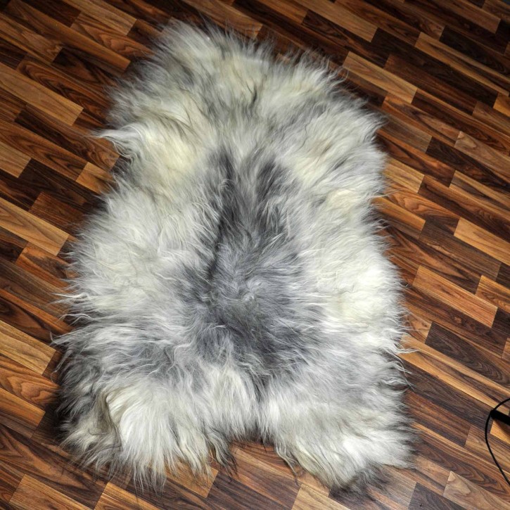 XXL ÖKO Island Schaffell grau schwarzbraun 125x80 Lammfell #8339