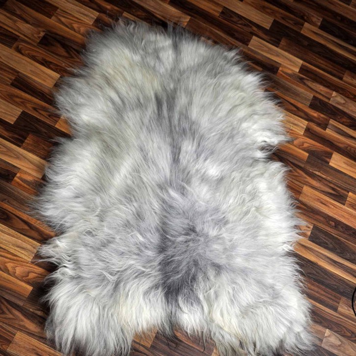 XXXL ÖKO Island Schaffell grau schwarzbraun 130x85 Lammfell #8340