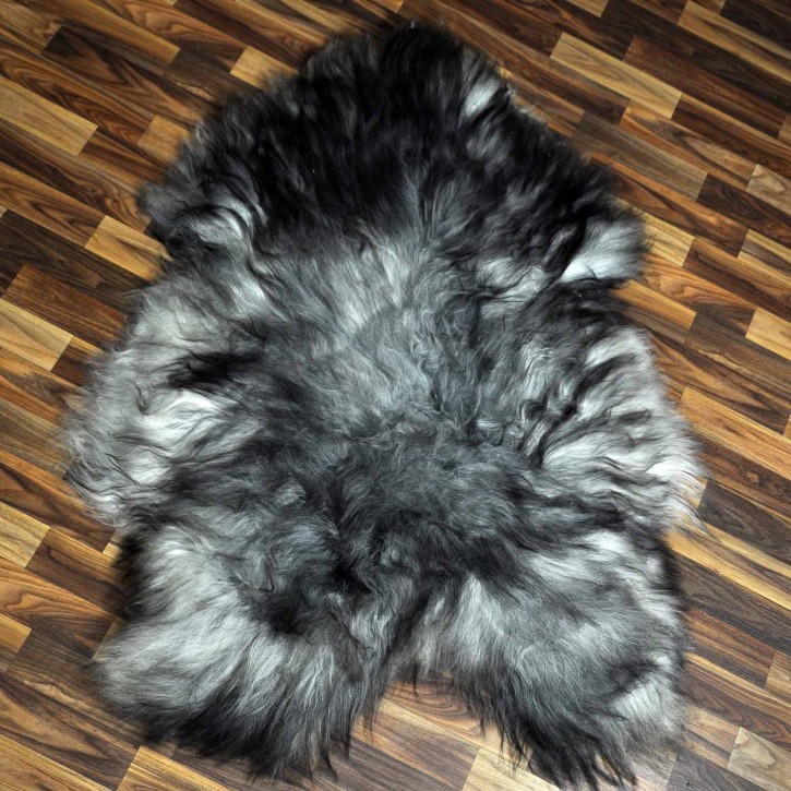 XXL ÖKO Island Schaffell grau schwarzbraun 125x85 Lammfell #8342