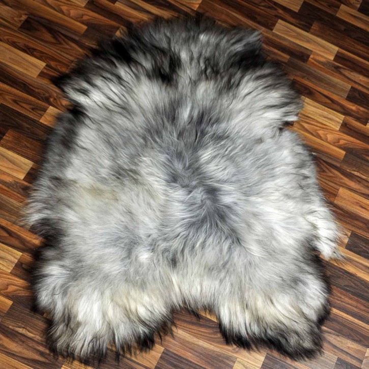 XXL ÖKO Island Schaffell grau beige schwarzbraun 120x85 Lamm #8347
