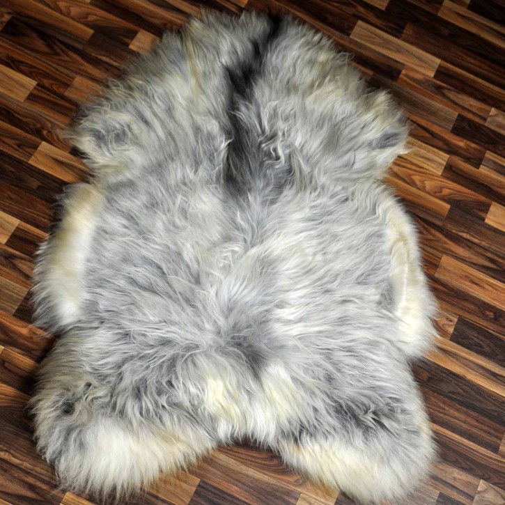 XXL ÖKO Island Schaffell grau beige schwarzbraun 125x85 Lamm #8351