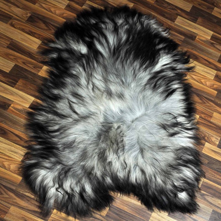 XXXL ÖKO Island Schaffell grau schwarzbraun 130x85 Lammfell #8353