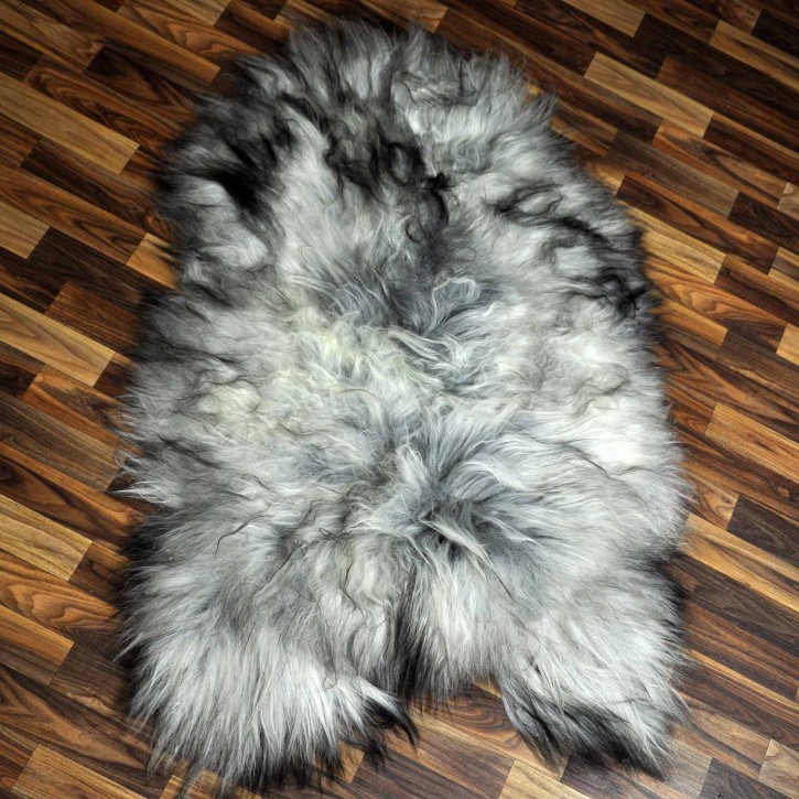 XXL ÖKO Island Schaffell grau schwarzbraun 125x80 Lammfell #8359