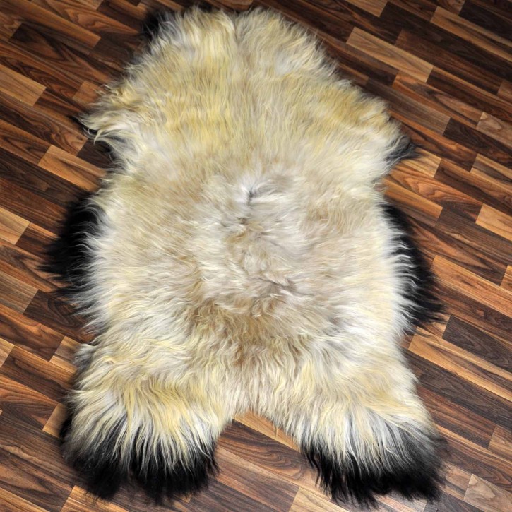 XXXL ÖKO Island Schaffell beige schwarzbraun 130x80 Lammfell #8664