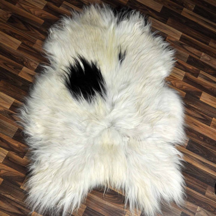 XXXL ÖKO Island Schaffell beige schwarzbraun 130x85 Lammfell #8665