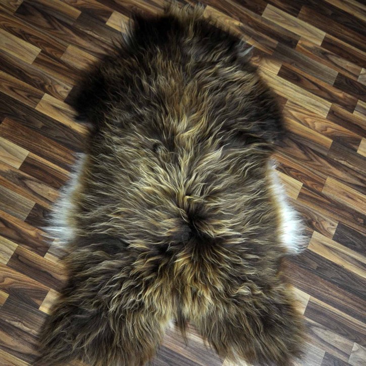 XXL ÖKO Island Schaffell Lammfell rost braun weiß 120x70 #8392