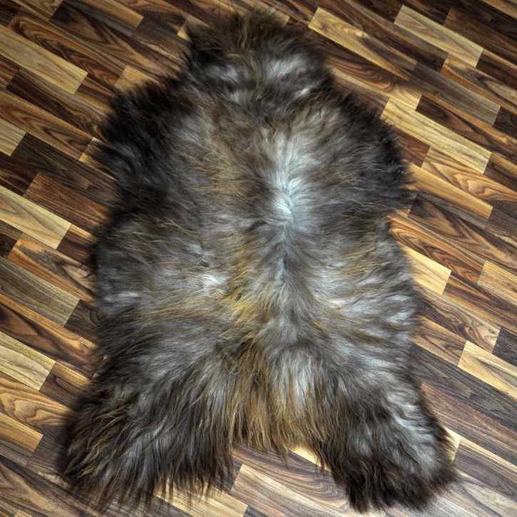 XL ÖKO Island Schaffell Lammfell grau rost braun 115x70 #8394