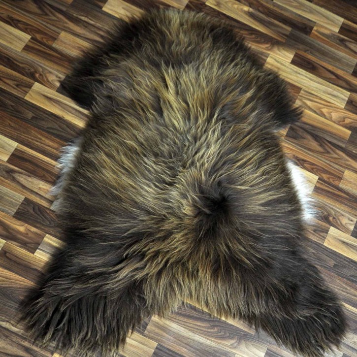 XL ÖKO Island Schaffell Lammfell rost braun weiß 115x75 Krampus #8402