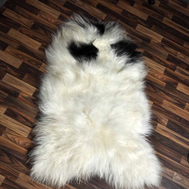 XXXL ÖKO Island Schaffell beige schwarzbraun 130x90 Krampus #8450