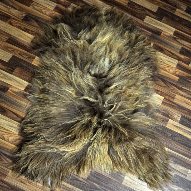 XXXL ÖKO Island Schaffell Lammfell rost braun weiß 135x80 Krampus #8483