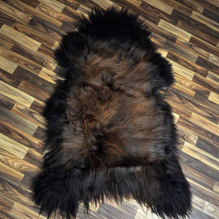 XXXL ÖKO Island Schaffell schwarz braun geflammt 130x80 Feuer Kamin #8503