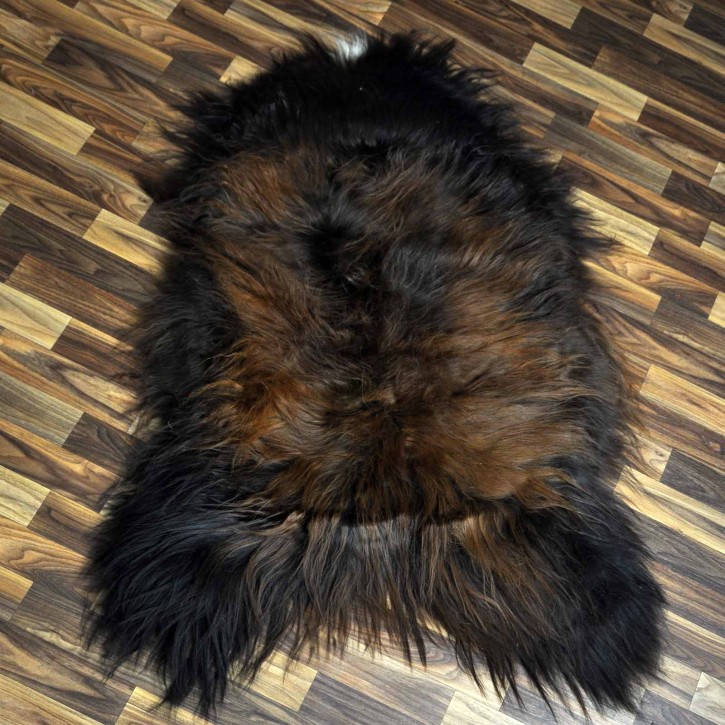 XXL ÖKO Island Schaffell schwarz braun geflammt 120x80 Feuer Kamin #8504