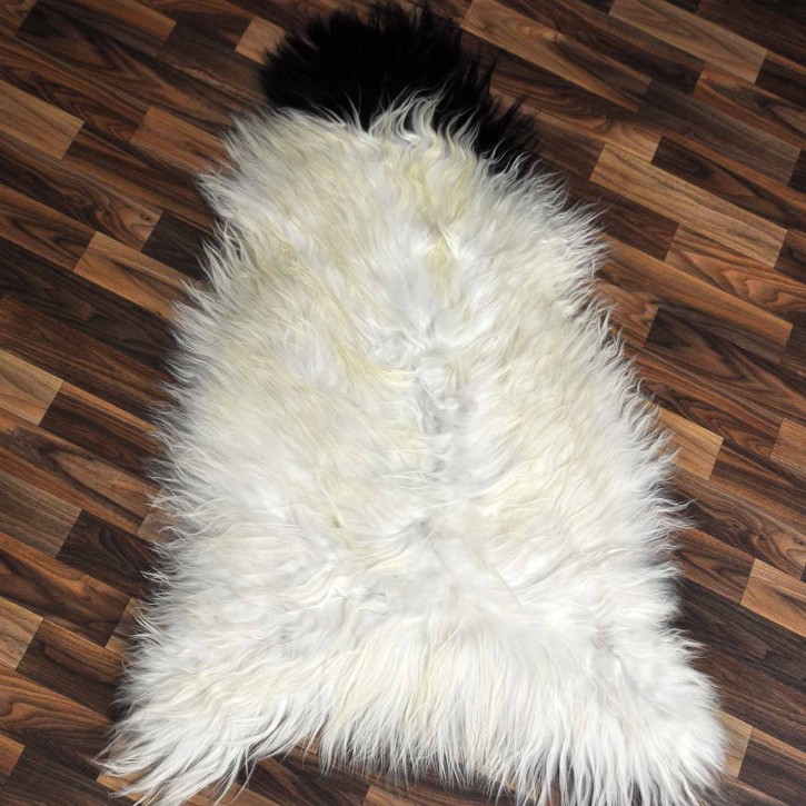 XL ÖKO Island Schaffell beige schwarzbraun 110x70 Perchten #8613