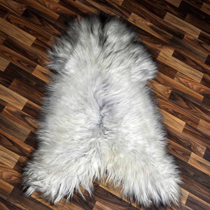 XL ÖKO Island Schaffell grau beige schwarzbraun 110x75 #8625