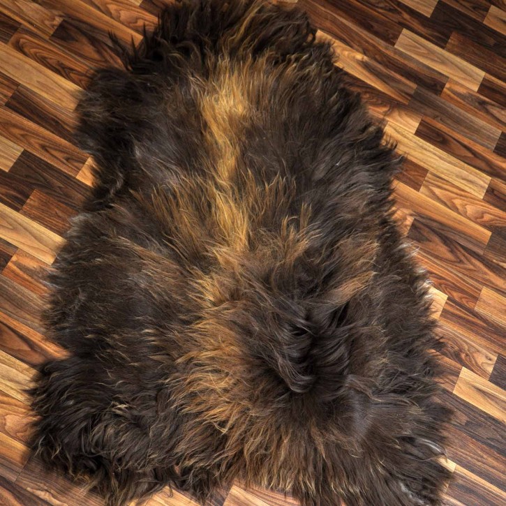XXL ÖKO Island Schaffell Lammfell rost braun weiß 120x80 Krampus #8626