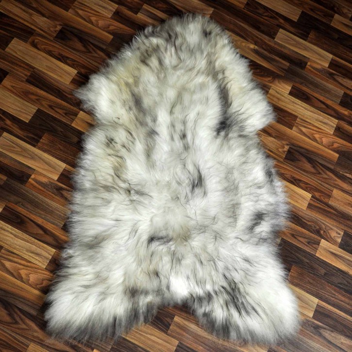 XXL ÖKO Island Schaffell weiß schwarzbraun geflammt 120x80 #8639