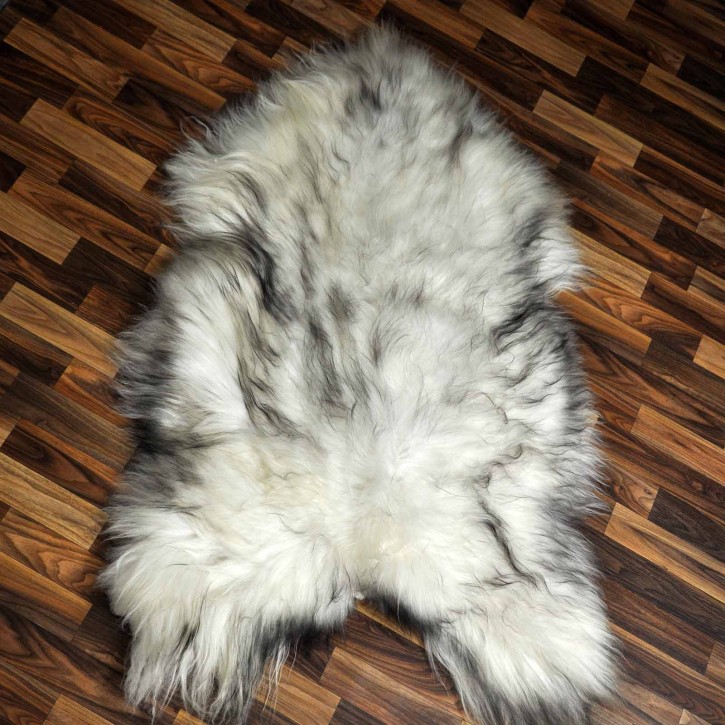 XXL ÖKO Island Schaffell weiß schwarzbraun geflammt 125x80 #8640