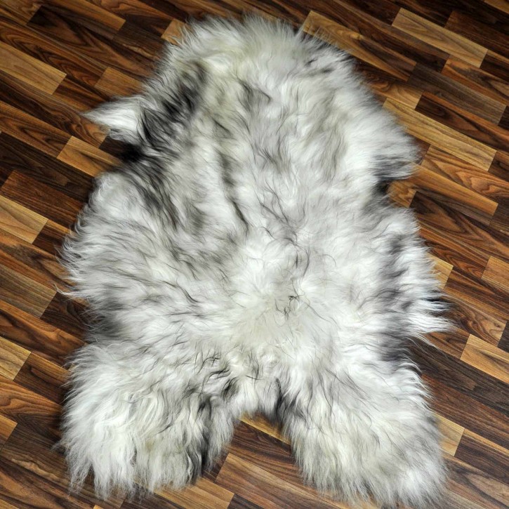 XL ÖKO Island Schaffell weiß schwarzbraun geflammt 115x70 #8642