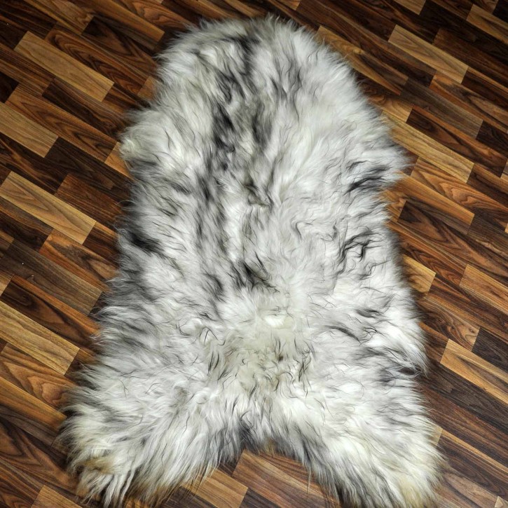 XXL ÖKO Island Schaffell weiß schwarzbraun geflammt 125x80 #8643